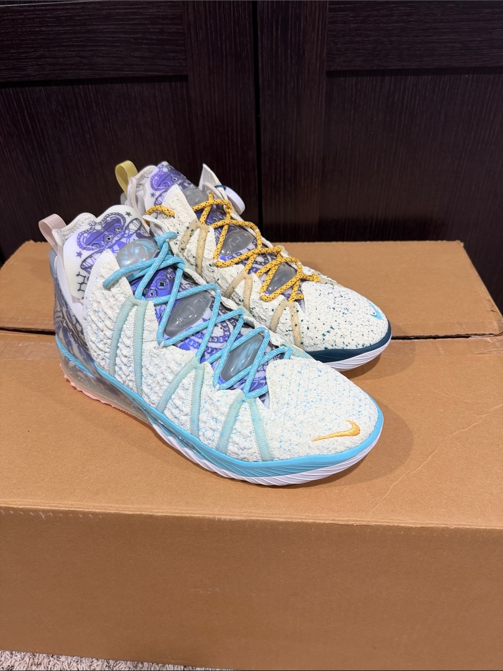 Nike Multicolor High-Top Sneakers - White, Blue, Purple, Yellow